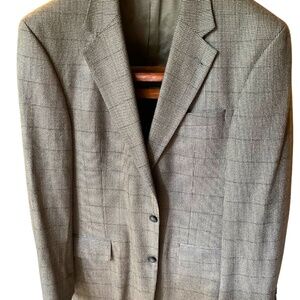 Vintage Oscar de la Renta Blazer - Wool Cashmere Check, Brown Taupe, 42L